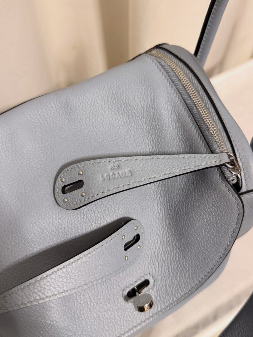 Hermes Lindy Bag (Category: Luxury Bags & Wallets) located in Caloocan City. Submitted by wisefalcon-fdc6 (Listing ID 1457821878, Image 2). Description: - Light blue Hermes Lindy bag - Genuine leather material - Silver turn-lock closure and zipper - Spacious interior - Dual top handles - Detachable shoulder strap - Ideal for everyday carry.