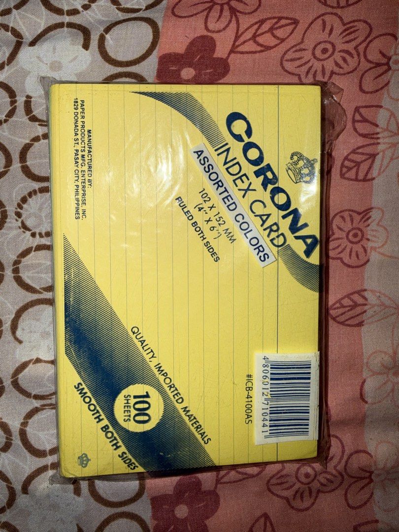 Index Cards Assorted Colors (Category: Stationery & School Supplies) located in Manila. Submitted by clearandsortedph (Listing ID 1457902633, Image 1). Description: 100 pesos for both sizes.
