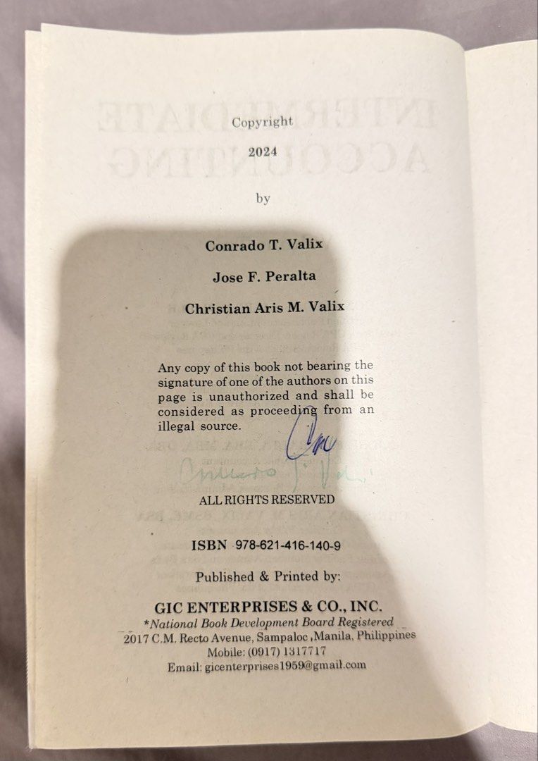 Intermediate Accounting Volume 2 (2024 Edition) – Valix, Peralta (Category: Textbooks) located in Quezon City. Submitted by ximrev (Listing ID 1457711064, Image 3). Description: Title: Intermediate Accounting Volume Two Edition: 2024 Revised Edition Authors: Conrado T. Valix, Jose F. Peralta, Christian Aris M. Valix Authenticity: Original copy with author signatures / anti-piracy mark Condition: Very Good / Pre-loved. Clean pages, intact spine, m