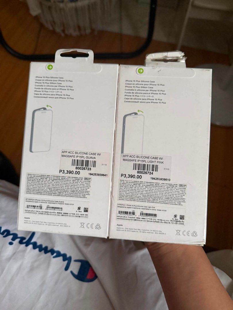 iPhone 15 Plus Original Magsafe Silicone Case Light Pink & Guava (Category: Cases & Sleeves) located in Quezon City. Submitted by rcstny (Listing ID 1457846569, Image 2). Description: iPhone 15 Plus Original Magsafe Silicone Case Light Pink & Guava From Beyond the Box 📦 ₱1,400 only each .