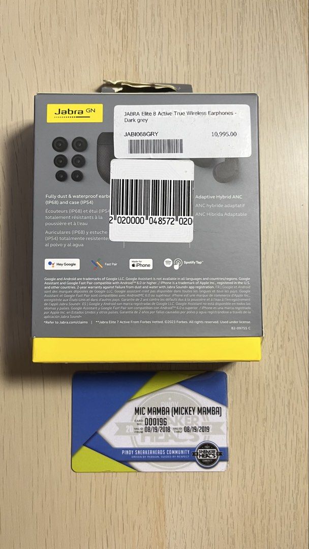 Jabra Elite 8 Active - Dark Grey (Category: Earphones) located in Taguig. Submitted by micmamba24 (Listing ID 1457859674, Image 2). Description: FOR SALE ONLY (NO SWAP): BRAND NEW/SEALED WAY BELOW SRP ORIGINAL/AUTHENTIC/LEGIT COMES WITH PAPER BAG Jabra Elite 8 Active Dark Grey Full Specifications: https://www.jabra.com/_/media/Jabra_VXi_Product-Documentation/Jabra-Elite-8-Active/Technical-specifications/RevA/EN-Jabra-Elite-8-Active-Tech-Sheet-A4-