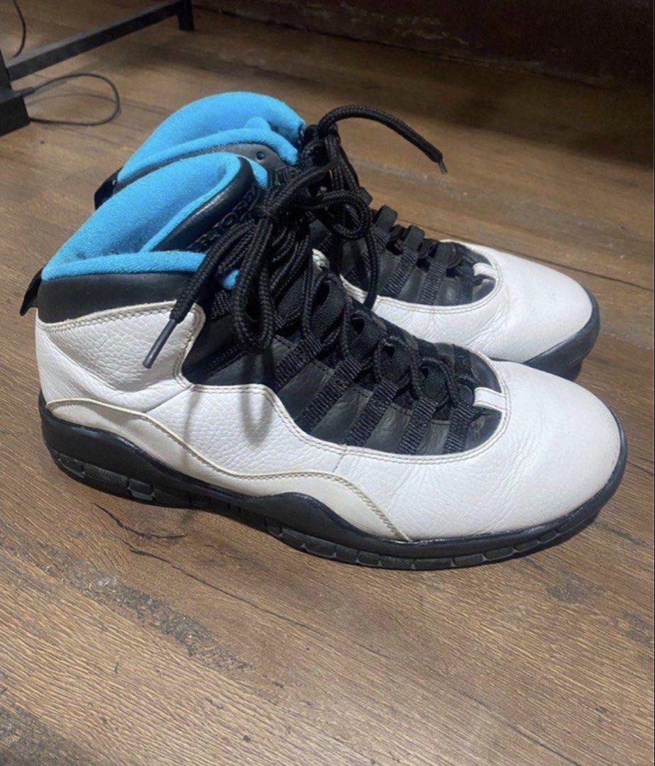 Jordan 10 (Category: Sneakers) located in Subic. Submitted by declutterbyshit (Listing ID 1457888120, Image 1). Description: - Air Jordan 10 Retro 'Powder Blue' - Size: 10 US - Colorway: White leather with black and blue accents - Condition: Soles show wear, but plenty of life remaining - Ideal for: Sneaker collectors and basketball fans.