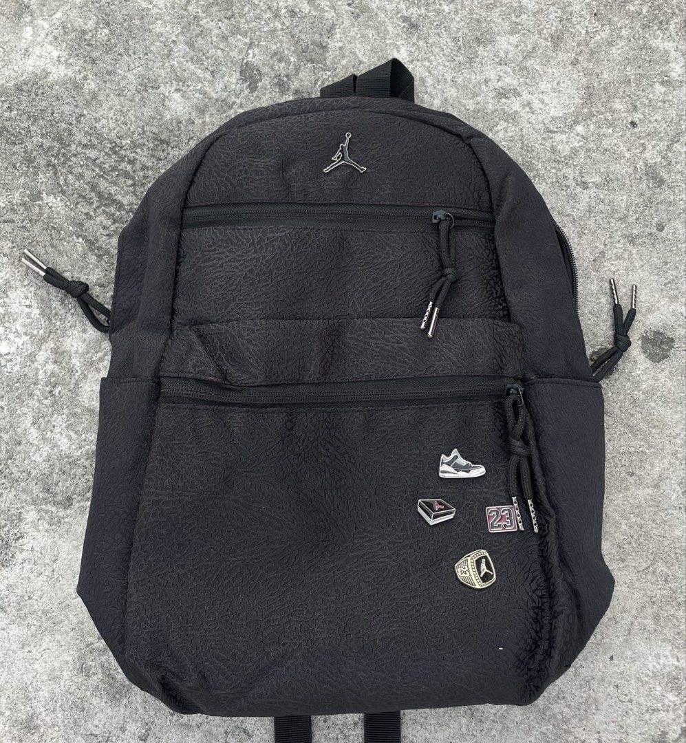 JORDAN BACKPACK w/ metal emblems (pins) (Category: Backpacks) located in Manila. Submitted by steven.alex (Listing ID 1457792612, Image 1). Description: JD BACKPACK FOR ADULTS / STUDENTS .