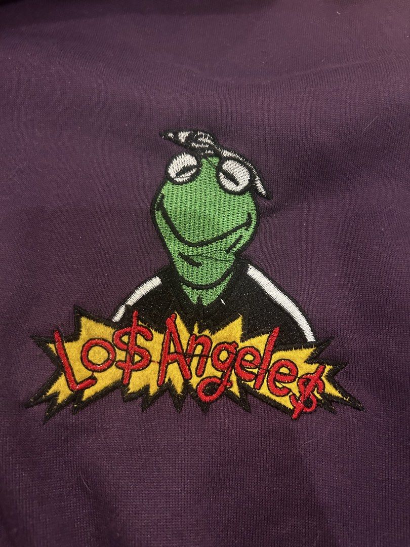 Kermit Los Angeles Hoodie (Category: Hoodies) located in Manila. Submitted by offsetx (Listing ID 1457840501, Image 3). Description: Kermit Los Angeles Hoodie Patched yung hoodie kaya maganda Color purple. Cut tag. Fits Med-Large No issues Can do shipping/meetups .