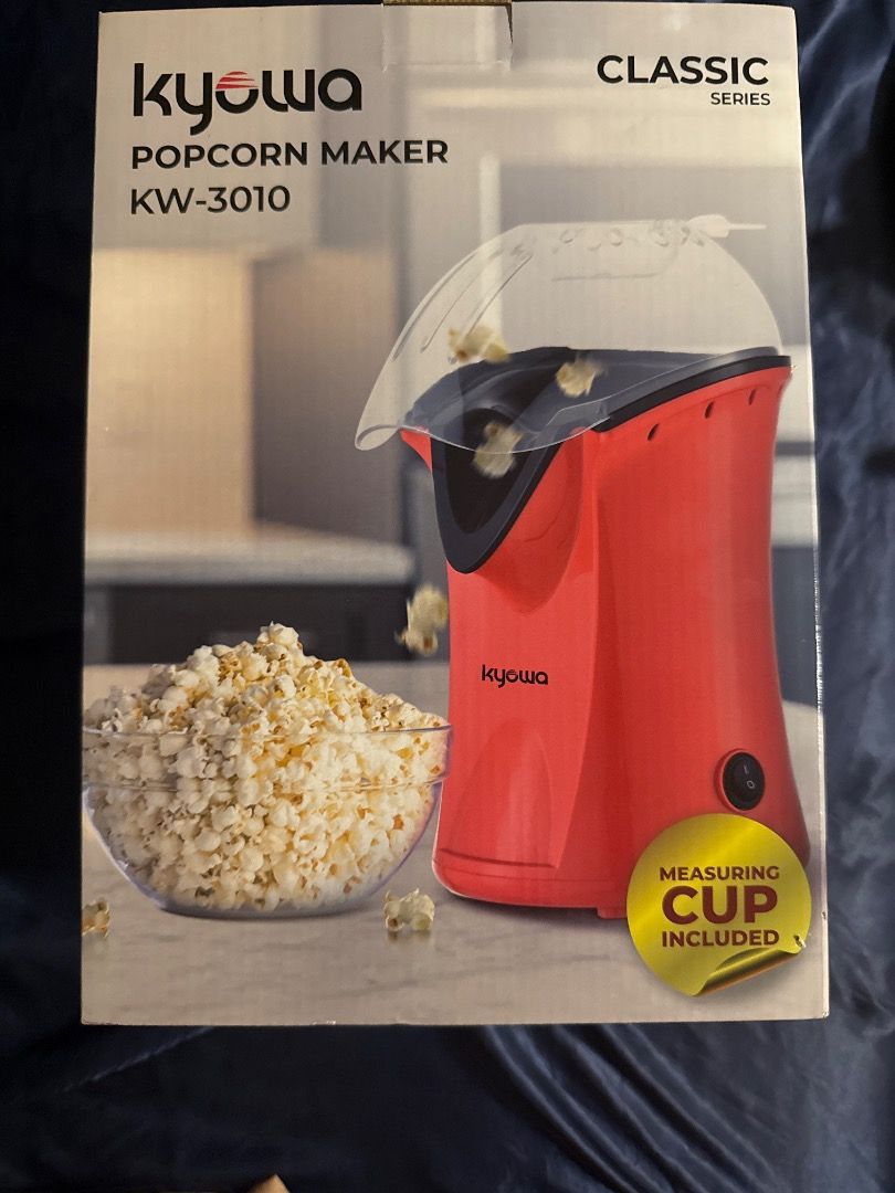 Kyowa Popcorn Maker KW-3010 (Category: Other Kitchen Appliances) located in Pasay City. Submitted by janellav_ (Listing ID 1457868110, Image 1). Description: - Kyowa Popcorn Maker KW-3010 - Makes 60g of popcorn per batch - No oil required for popping - Fast popping time: 2-4 minutes - Measuring cup included - Easy to clean - Ideal for movie nights and gatherings.