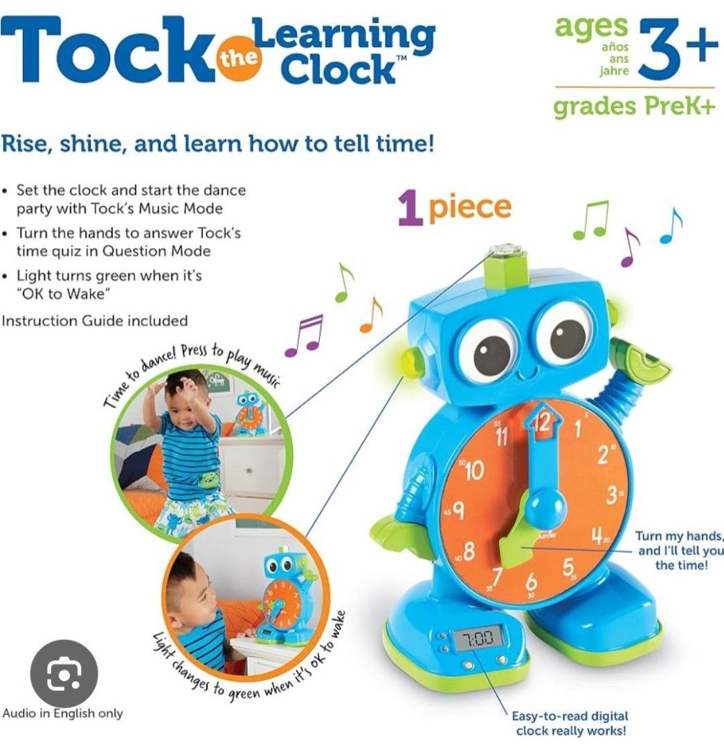 Learning Resources Robot Clock (Category: Clocks) located in Shah Alam. Submitted by beeyapreloved (Listing ID 1457775139, Image 2). Description: Learning Resources Robot clock sesuai untuk ajar anak tentang masa guna batteries (not included) penutup batri dan box dah tiada still in condition beli original from LR jual sebab anak dah besar cod only at shah alam not for fussy buyer no postage /dfod pm kalau berminat.