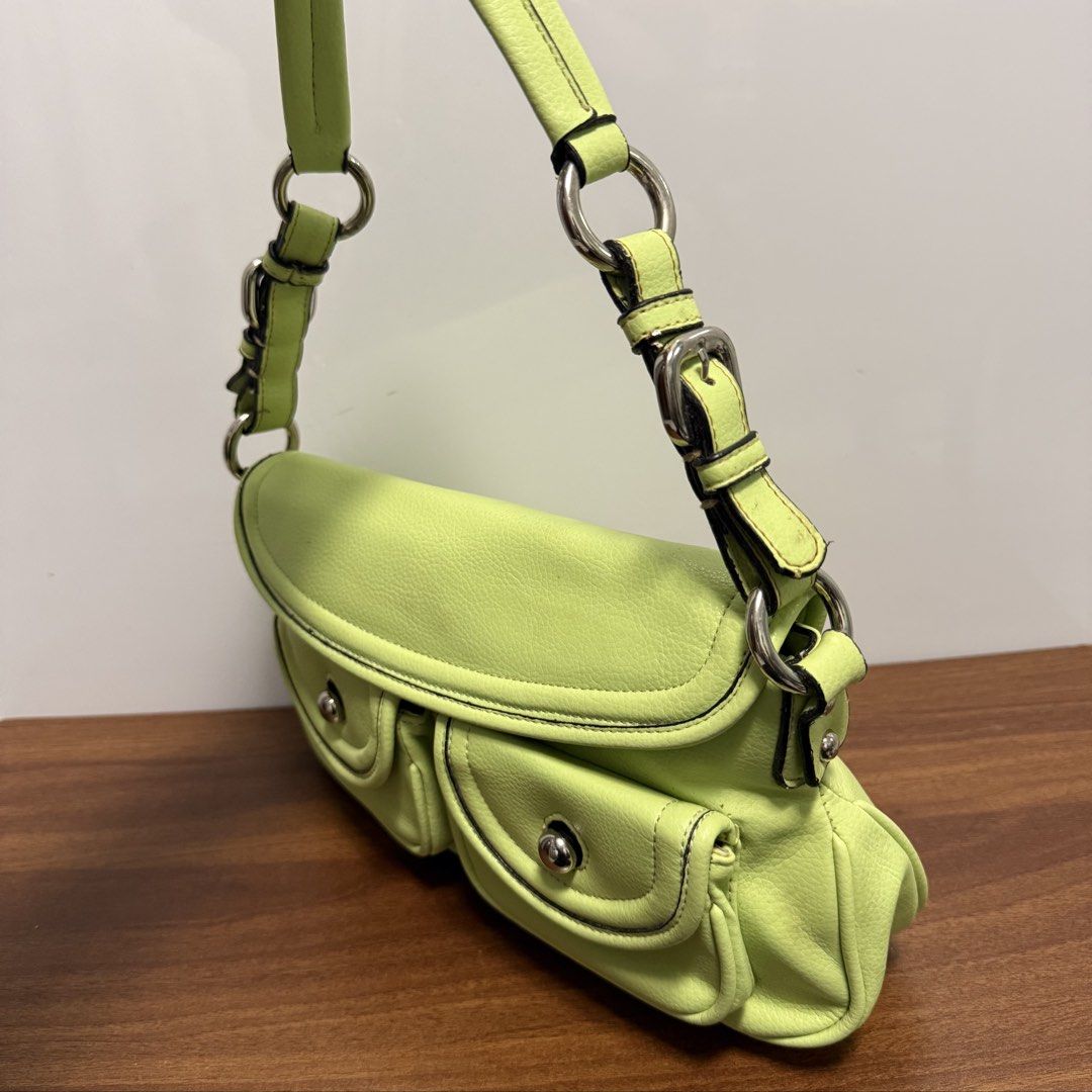 Vintage Lime Green Silver Hardware Shoulder Bag (Category: Luxury Bags & Wallets) located in Baliuag. Submitted by from.linea (Listing ID 1457777359, Image 2). Description: Vintage Lime Green Silver Hardware Shoulder Bag Price: ₱500 Brand: No Brand RFS: Decluttering (personal preloved bags, not bought from ukay) Location: Baliuag, Bulacan Pickup/Meet-up: Around Baliuag Delivery Options: SPX | Lalamove (Delivery fee will be shouldered by the buyer