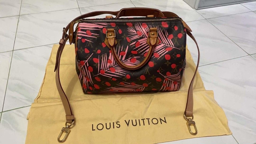 Louis Vuitton Speedy Monogram Cherry Blossom Bag (Category: Luxury Bags & Wallets) located in Makati City. Submitted by jerlynbal98316 (Listing ID 1457795595, Image 1). Description: - Authentic Louis Vuitton Speedy Bag - Iconic Monogram Canvas with Cherry Blossom Print - Genuine Leather Handles and Strap - Includes Original Lock and Key - Made in France - Dust Bag Included.