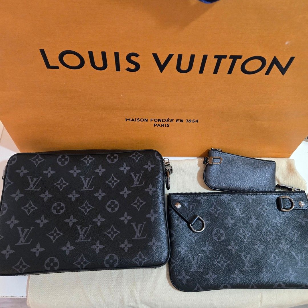 Louis Vuitton Trio Messenger Monogram Eclipse (Category: Luxury Bags & Wallets) located in Caloocan City. Submitted by keving119 (Listing ID 1457790742, Image 3). Description: Selling LV City Keepall in Monogram Eclipse for 98k Current SRP is 159k. Bought for 139k Mar 2022. PM for detailed pics. Microchipped. Inclusions: Paper bag, Box, Dustbag, Photocopy ng OR Open for meetups, preferrably Laguna - Alabang, but can do Manila basta sure buyer. .