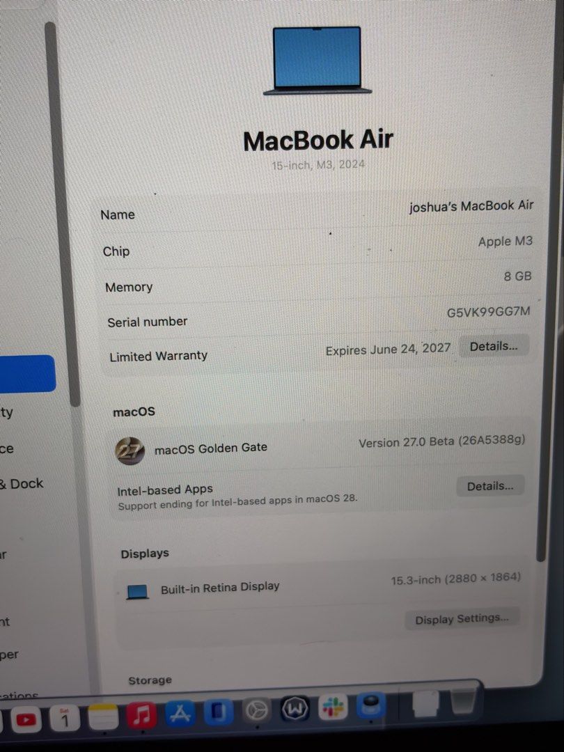 M3 Air 15 inch (Category: Laptops & Notebooks) located in Manila. Submitted by swiftphoenix-be46 (Listing ID 1457715813, Image 3). Description: MacBook Air M3 15” — 8GB/256GB 🍎 FOR SALE — MacBook Air M3 15-inch Specs: M3 Chip 8GB RAM 256GB SSD 15.3” Liquid Retina Display 100% Battery Health Warranty until June 24, 2027 Excellent condition 💰 Selling Price: ₱60,000 Meetup SM Molino.