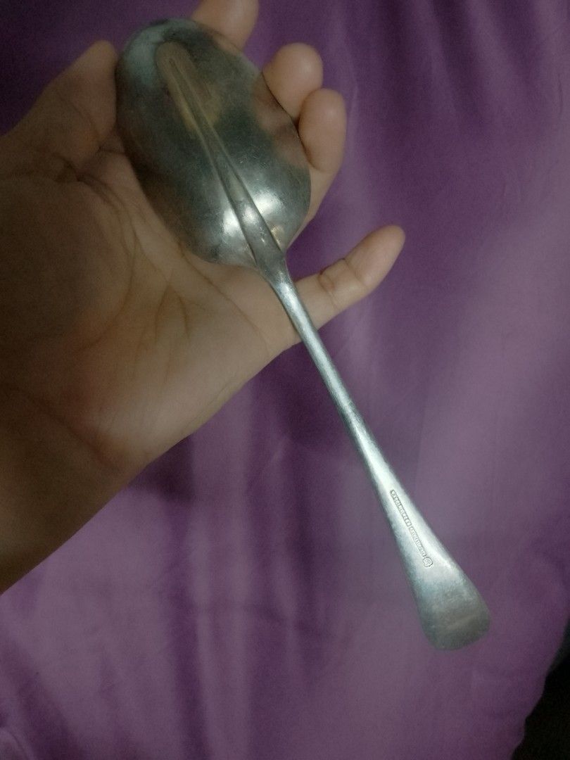 MAPPIN & WEBB PRINCESS PLATE (Category: Dinnerware & Cutlery) located in Cardona. Submitted by nick_and_maria (Listing ID 1457869934, Image 3). Description: - Vintage silver serving spoon - Approximately 8 inches in length - Shows minor scratches from normal use - Handle features decorative markings - Ideal for collectors or display purposes - Sold in 'as is' condition.