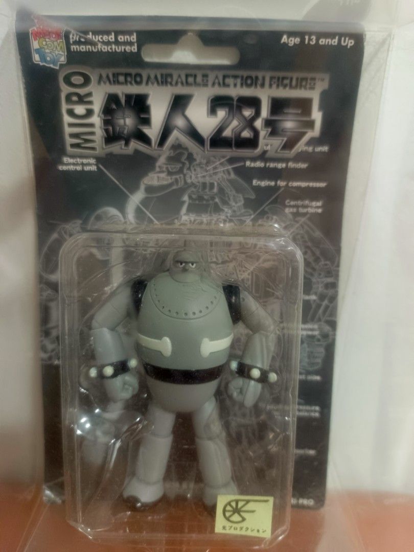 Micro Miracle Action Figure Tetsujin 28 (Category: Figurines & Statues) located in Muntinlupa City. Submitted by kencasia (Listing ID 1457770140, Image 1). Description: - Micro Miracle Action Figure of Tetsujin 28 - Features electronic control unit, radio range finder, and engine for compressor - Includes centrifugal gas turbine - Comes in original packaging with a clear protective case - Perfect for collectors.