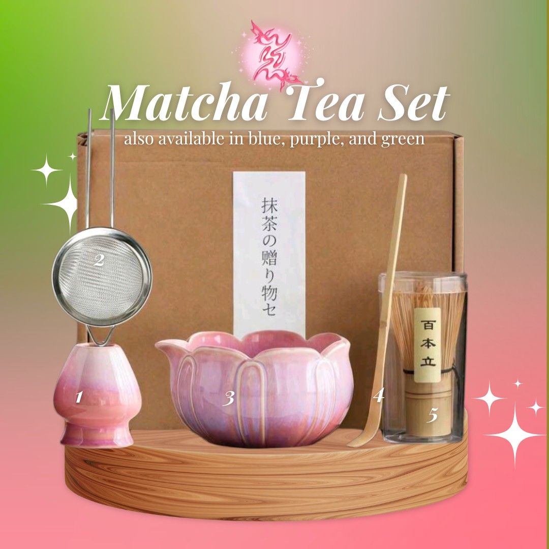 Pink Lotus 5-Piece Matcha Tea Set (Category: Coffee & Tea Tableware) located in Manila. Submitted by dala_rhisells (Listing ID 1457738921, Image 1). Description: 📍Malabon.