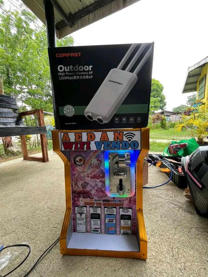 Pisowifi Vendo Machine (Category: Electrical, Adaptors & Sockets) located in Quezon. Submitted by sticktoone (Listing ID 1457830729, Image 1). Description: PISOWIFI VENDO MACHINE FREE TARPULIN FREE OUTDOOR ANTHENA 200METERS RANGE FREE LAN CABLES FREE DELIVERY AND INSTALLATION NEARBY AREAS PERSONALIZE UPGRADED PISOWIFI VENDO MACHINE FREE NAME.