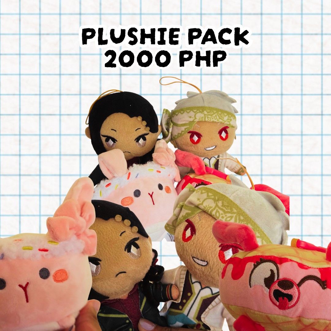 Plushie Pack [Twst Jamil and Kamil, Popmart] (Category: Plushies & Soft Toys) located in Manila. Submitted by gammacurry (Listing ID 1457845681, Image 1). Description: - Set of 4 unique plushies - Twisted Wonderland Plushies of Jamil and Kamil (authentic) - PopMart Roaming Series Plush Toy - Random Dog Plush.
