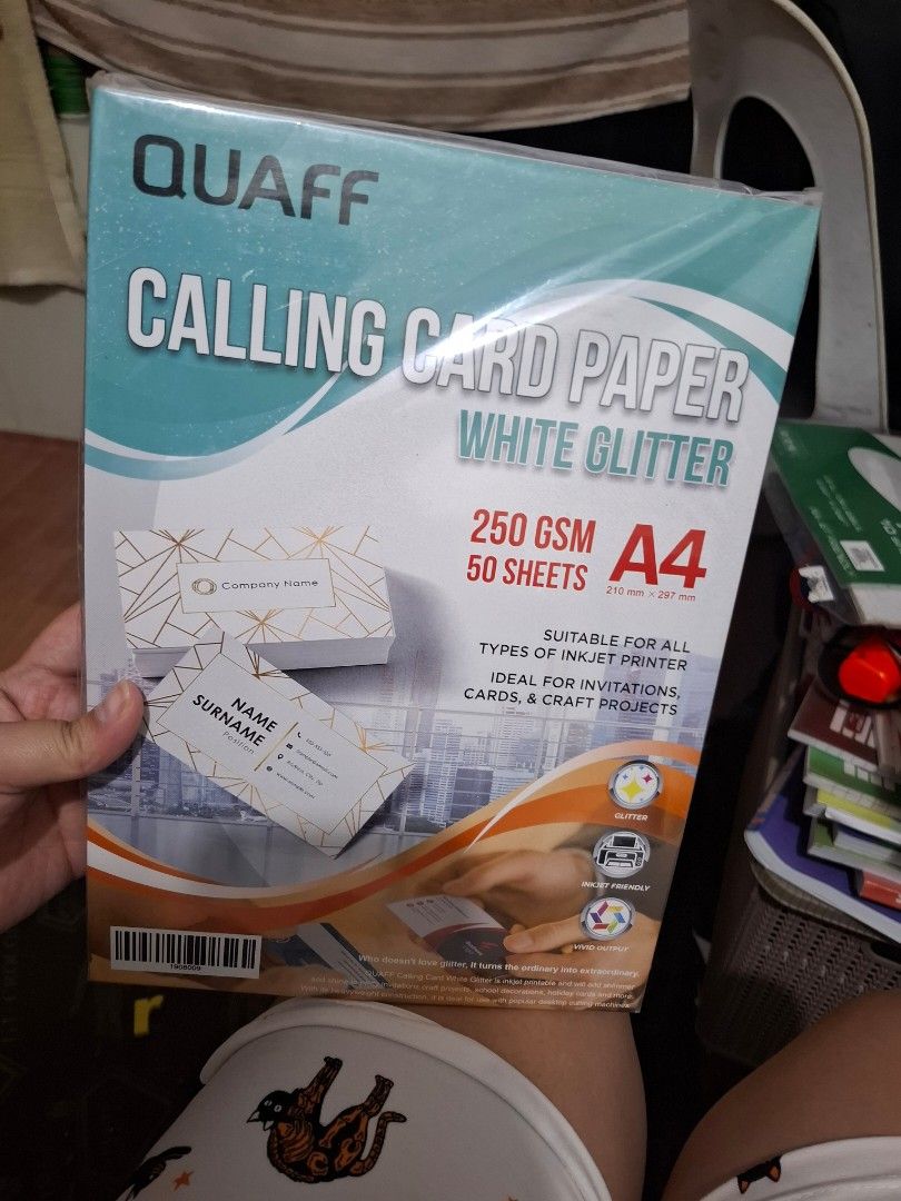 Quaff Calling card papers (Category: Printers, Scanners & Copiers) located in Quezon City. Submitted by zmcan1698 (Listing ID 1457843327, Image 2). Description: Quaff Calling card papers take all 4 packs - 500.