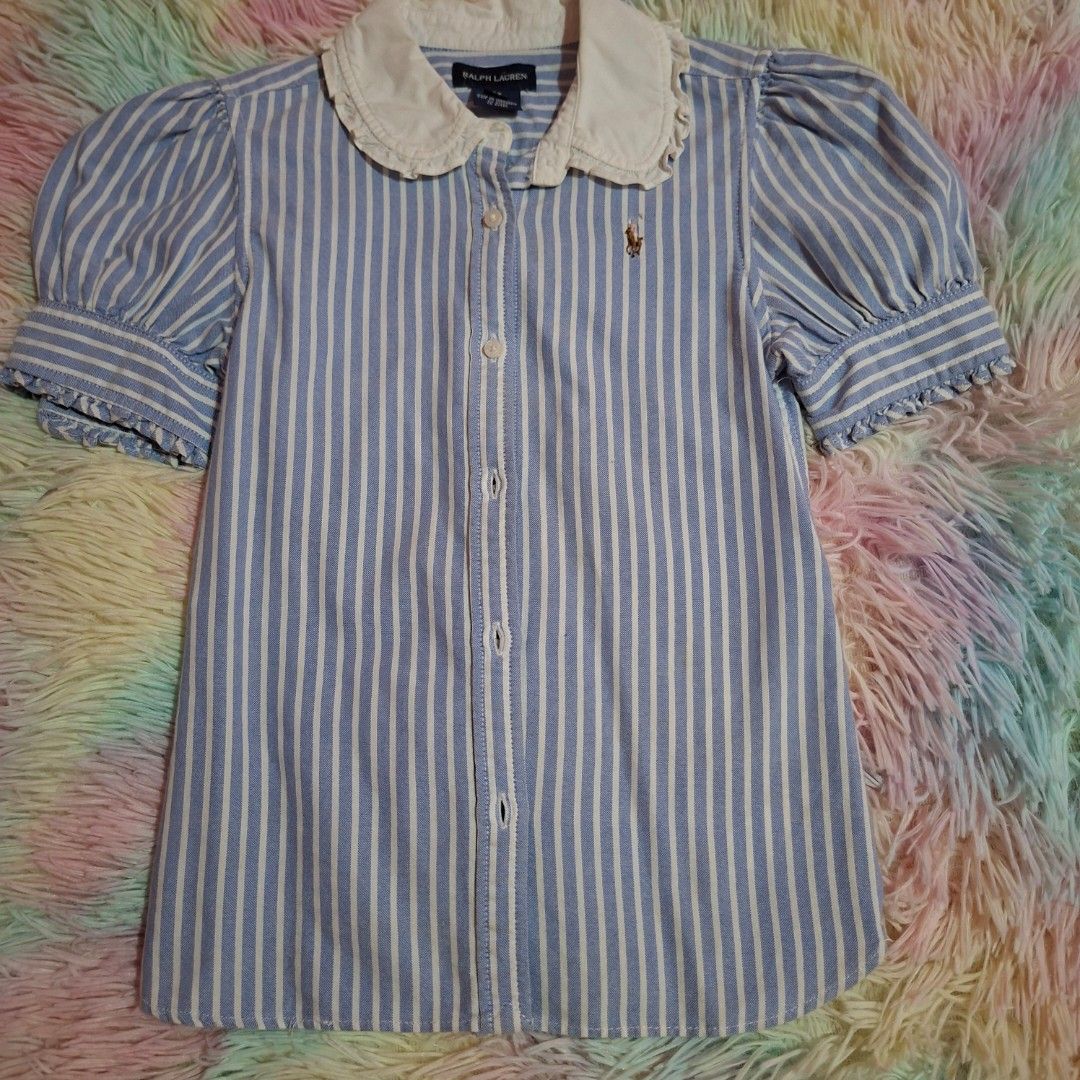 RL kids peter pan collar short sleeve top (Category: Babies & Kids Fashion) located in Las Pinas. Submitted by assortedkidzstuffs (Listing ID 1457831697, Image 1). Description: 6x on tag authentic like new.