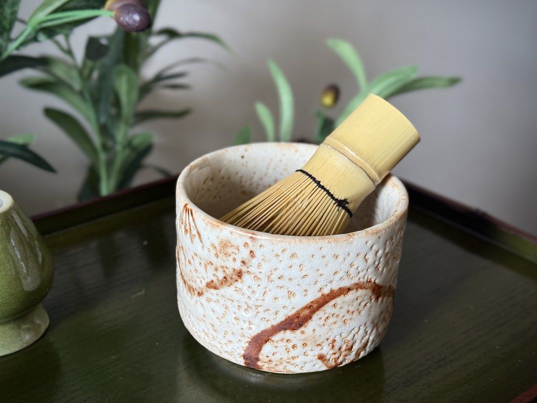 Rustic Shino-Style Chawan / Ceramic Matcha Bowl (Category: Coffee & Tea Tableware) located in Tarlac. Submitted by shopsushibaby (Listing ID 1457753083, Image 2). Description: - Heavy & sturdy, feels really high quality - No issues/chips - Chasen not included - Refer to photos for size - Location: Newport, Pasay City.