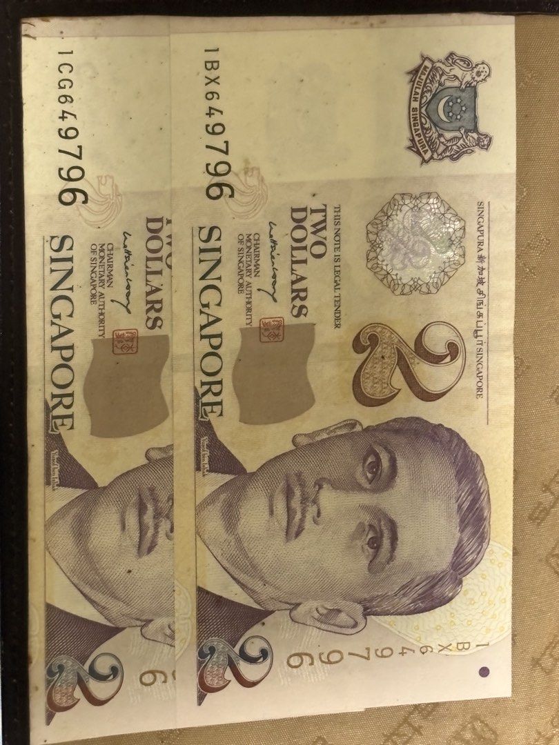 Same numbers $2 notes (Category: Currency) located in Singapore. Submitted by alfredchan15866 (Listing ID 1457812983, Image 1). Description: .