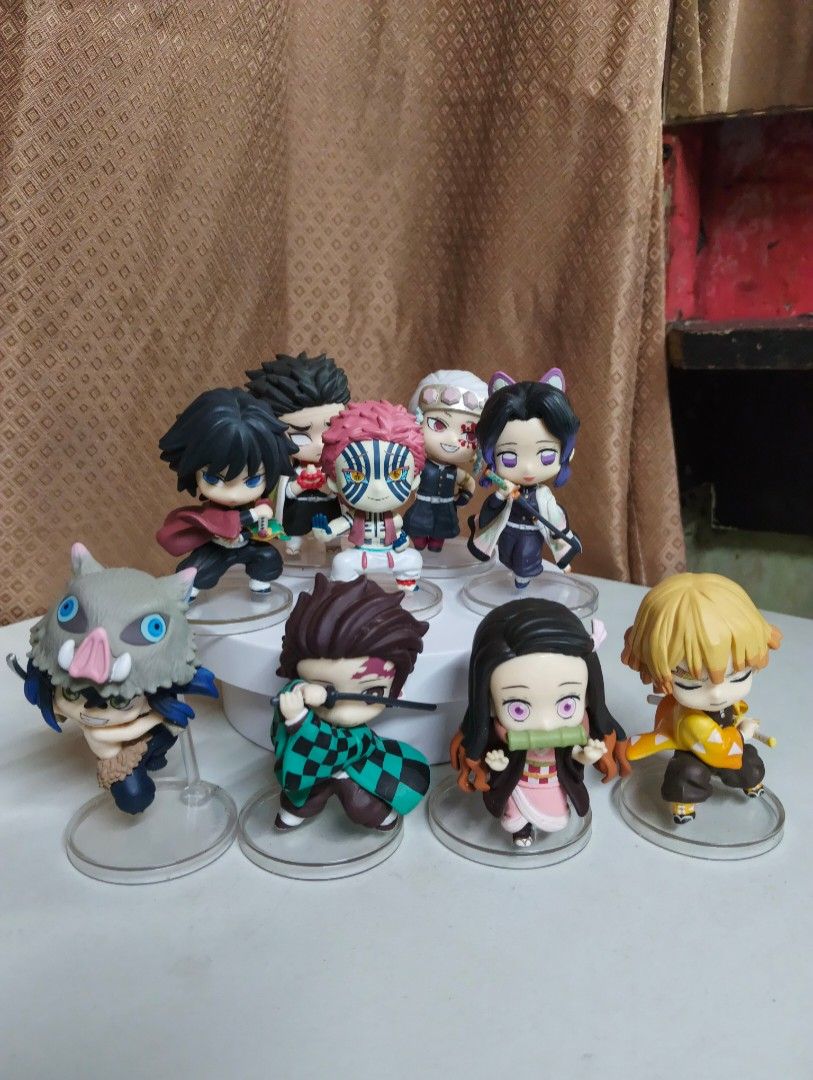 [SET] DEMON SLAYER, BANDAI CHIBI MASTERS (Category: Figurines & Statues) located in Manila. Submitted by dahdaaa (Listing ID 1457845973, Image 1). Description: ↛ Condition: Loose only (9/10) ↛ [SET] Tanjiro, Nezuko, Zenitsu & Inosuke - 1000 ↛ [SET] Giyu, Kanao, Tengen & Gyomei - 1100 ↛ Akaza - 200 ↛ can provide any proofs ↛ MOP: Cash/Gcash ↛ MOD: LBC, Lalamove, J&T or Pick up ↛ MEET UP: SM Sta.Mesa/Quiapo Church/Savemore Nagtahan/Vicente Cruz, Es