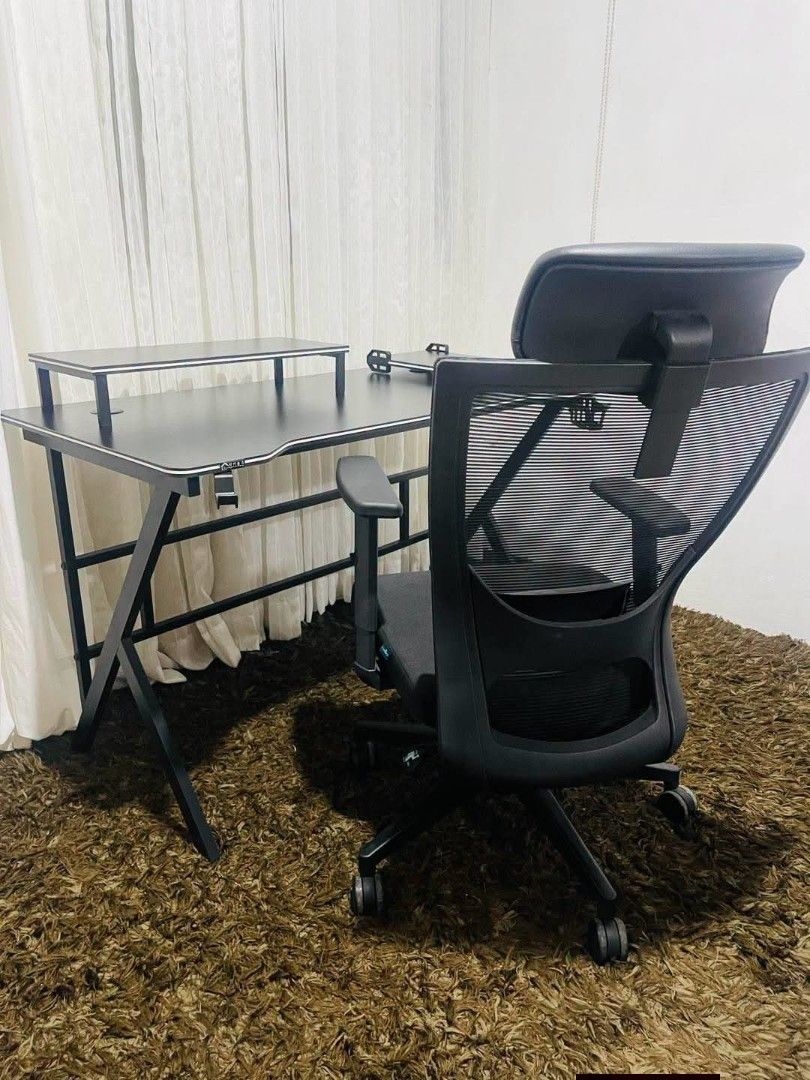 Set of study Table (Category: Tables & Sets) located in Meycauayan. Submitted by marygracecasimiro (Listing ID 1457760963, Image 3). Description: From Korea Set of Study Table with leanback chair Table Size: L47.5 x 24 x H29 inches Get this for only 12k ♥️.