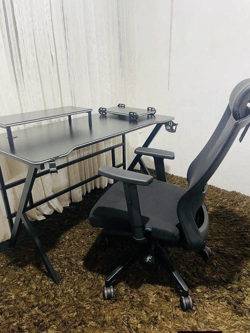 Set of study Table (Category: Tables & Sets) located in Meycauayan. Submitted by marygracecasimiro (Listing ID 1457760963, Image 1). Description: From Korea Set of Study Table with leanback chair Table Size: L47.5 x 24 x H29 inches Get this for only 12k ♥️.