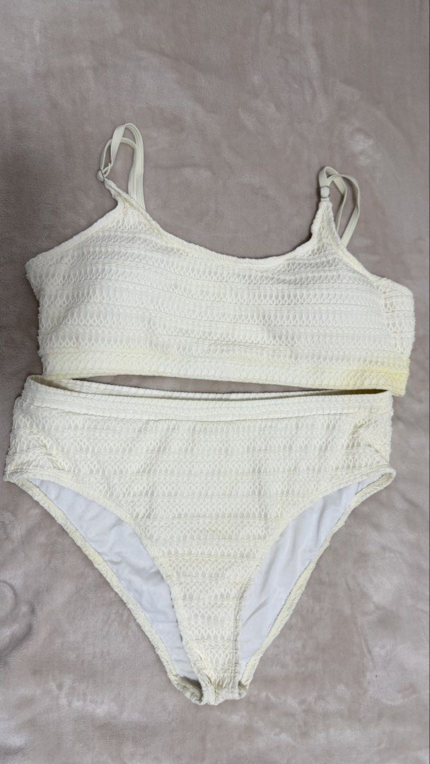 SHEIN All White Two Piece Swimsuit - Plus Size - 3XL (Category: Bikinis & Swimsuits) located in Marilao. Submitted by deserve101 (Listing ID 1457730780, Image 1). Description: • 36 waist • 46 hips • 36 bust .