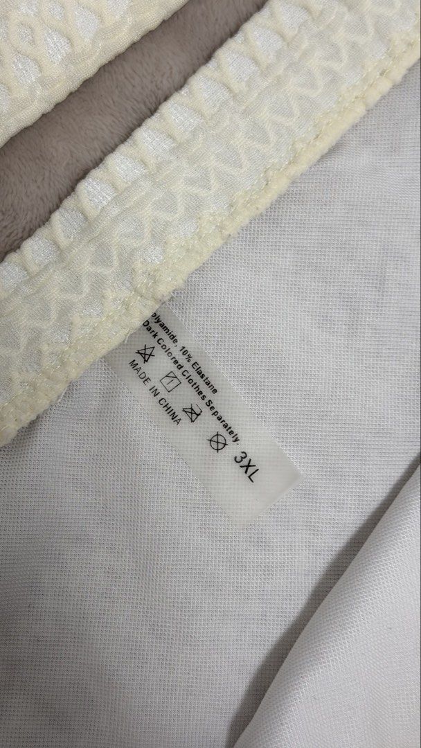 SHEIN All White Two Piece Swimsuit - Plus Size - 3XL (Category: Bikinis & Swimsuits) located in Marilao. Submitted by deserve101 (Listing ID 1457730780, Image 2). Description: • 36 waist • 46 hips • 36 bust .
