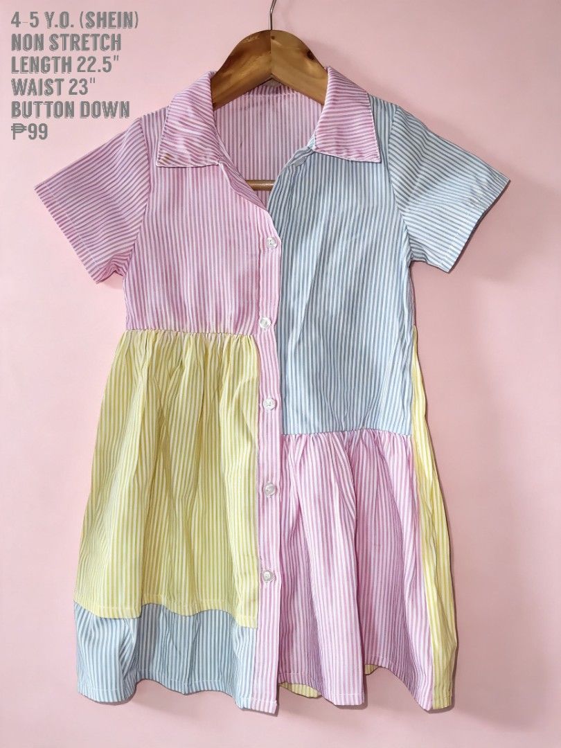 Shein stripe button down dress (Category: Babies & Kids Fashion) located in Cavite. Submitted by matsof (Listing ID 1457753485, Image 1). Description: used twice 4-5y petite.