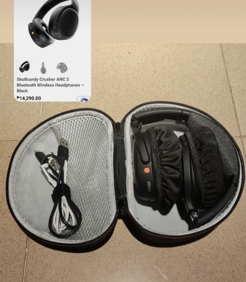Skullcandy Crusher ANC 2 Bluetooth Wireless Headphones - Black (Category: Headphones & Headsets) located in Quezon City. Submitted by borifuka (Listing ID 1457864557, Image 1). Description: - Color: Black - Connectivity: Bluetooth - Features: Superior Sound Quality & Active Noise Cancellation (ANC) - Includes: Original Carrying Case and Charging Cables - Usage: Only used a few times, practically new.
