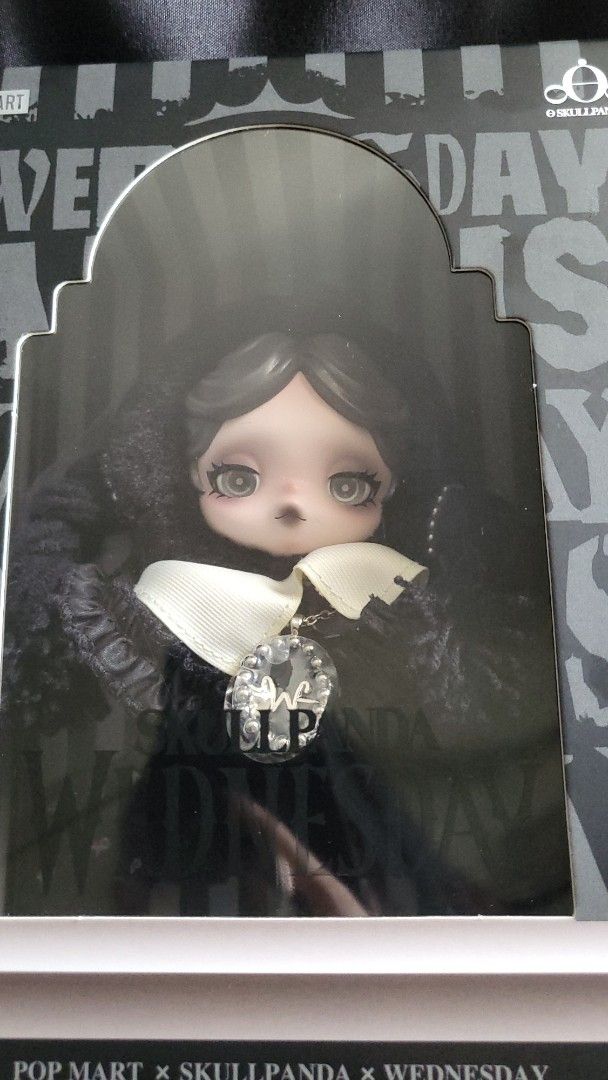 Pop Mart Skullpanda US Version Wednesday Addams (Category: Designer & Blind Box Toys) located in Manila. Submitted by vialuna (Listing ID 1457742925, Image 2). Description: Skullpanda Wednesday Addams US Version Sealed.