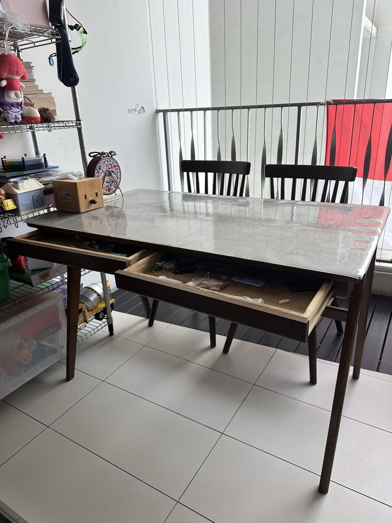 Solid walnut table (Category: Tables & Sets) located in Singapore. Submitted by lucky2020mina (Listing ID 1457723640, Image 1). Description: Solid walnut writing desk ,original price is $500. Now $150.