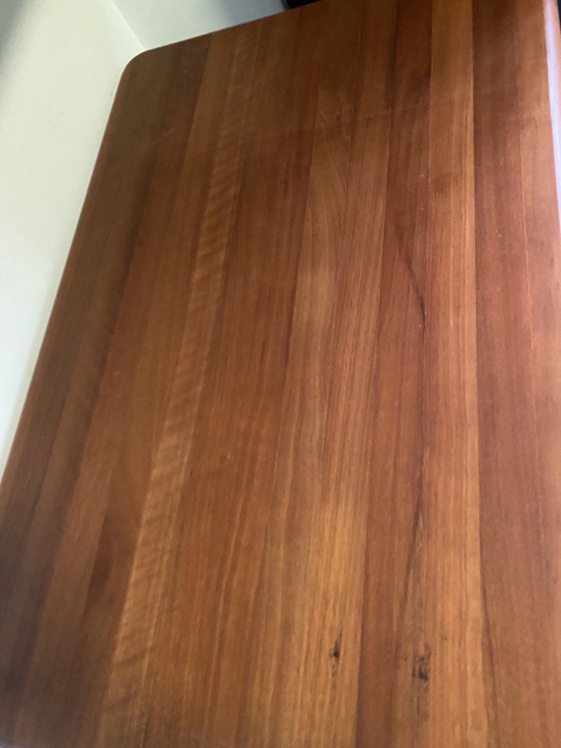 Solid wood table (Category: Tables & Sets) located in Singapore. Submitted by ekfour (Listing ID 1457723708, Image 2). Description: - Dimensions: 86cm (length) x 58cm (width) x 77cm (height) - Simple solid wood table (will dismantle for easy transportation).
