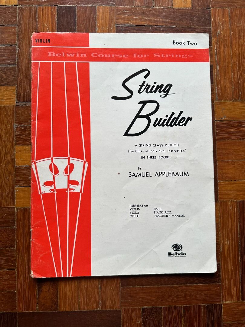 String Builder Book 2 (Category: Textbooks) located in Shah Alam. Submitted by fromkaela (Listing ID 1457783143, Image 1). Description: - Violin sheet music book with a variety of pieces. - Features include 'Melodies with the Dotted Quarter and Eighth Note in One Bow', 'Just Walking', and 'Graduation March - Duet'. - Includes essential exercises like scales in C, G, D, and E Major. - Ideal for violin practice and learning new repertoire. - Note: 