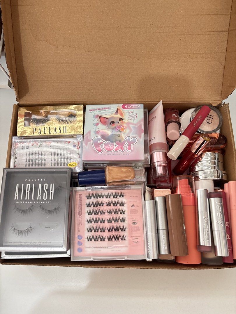 TAKE ALL MAKEUP & LASHES FOR 1200 (Category: Makeup) located in Manila. Submitted by chai__latt3 (Listing ID 1457787101, Image 1). Description: TAKE ALL FOR 1,200 ABOUT THE MAKEUP * Bought over the last 3 years, but barely used. Some only swatched. * I always spray makeup extender upon opening. * Lip products were already wiped * Items have been inspected while decluttering and those that look off were already discarded. All items in the photo lo