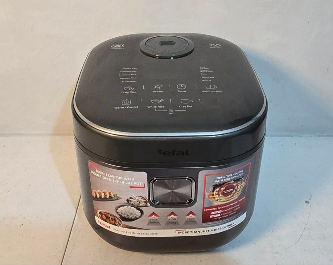 Tefal Induction Rice Master & Slow Cooker Spherical Pot (Category: Cookers) located in Taytay. Submitted by mikz_1303 (Listing ID 1457713029, Image 2). Description: Tefal Induction Rice Master & Slow Cooker Australian Mall Pull out Used as display unit Never been used Open box Complete Box Manual Accessories 220V No issue .