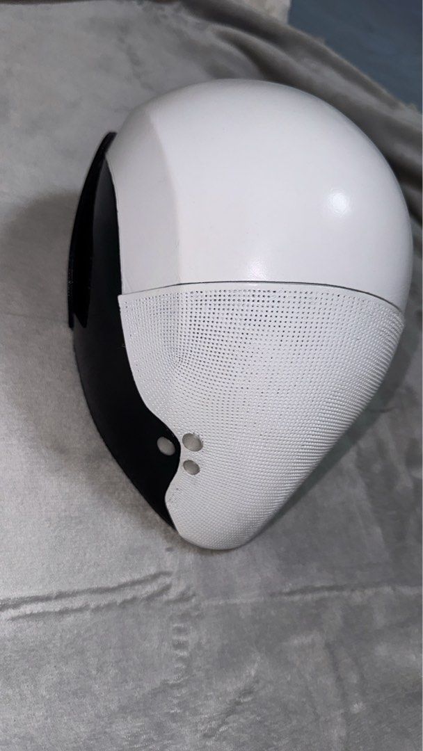Thunderbolts Ghost Helmet with LED Lights (Category: Everything Else Others) located in Manila. Submitted by quintessesommerset (Listing ID 1457803437, Image 2). Description: - Unique cool white mask with perforated front, batteries are low but can easily be replaced - Features black accent details on the sides - Equipped with bright LED lights on the front - Standout design ideal for costumes or special events.