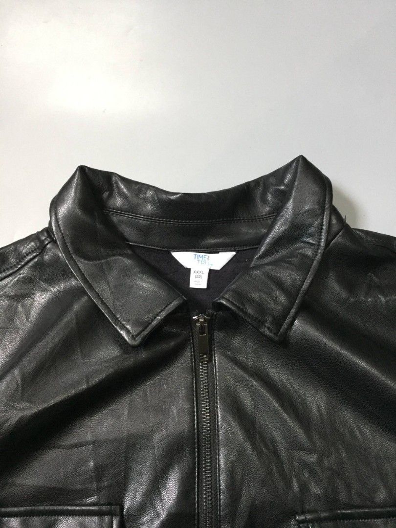 Time and Thru Leather Jacket (Category: Coats, Jackets and Outerwear) located in Balayan. Submitted by _wethrift (Listing ID 1457829909, Image 3). Description: Time and Thru Leather Jacket - size XL - dimension 25 - 26 - excellent condition - color rate 9/10 - no flaws MINE - 📩 +shipping fee 📍 BALAYAN, BATANGAS.