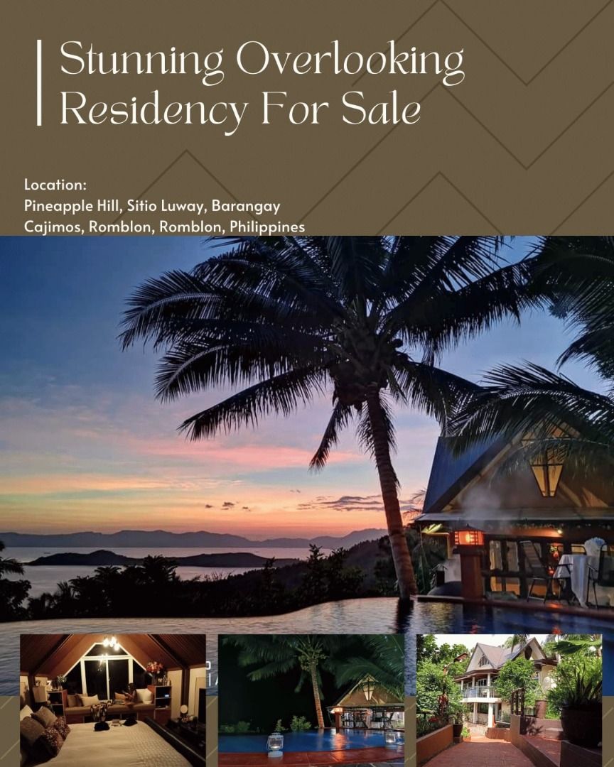 Ultra-Private Panoramic Estate in Pineapple Hill, Romblon (Category: House & Lot) located in Makati City. Submitted by leechiupropertyconsultantsinc (Listing ID 1457769855, Image 3). Description: Ultra-Private Panoramic Estate in Pineapple Hill, Romblon 🏠 Floor Area: Approx. 1,000 sqm 🏠 Lot Area: 12,800 sqm (1.28 hectares) Property Highlights • 5 bedrooms in the main house • 3 bedrooms in the guest accommodation • 7 toilet and bath • Ultra-priv