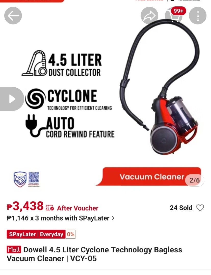 Vacuum Cleaner Bagless (Category: Vacuum Cleaner & Housekeeping) located in Quezon City. Submitted by jas.dc (Listing ID 1457748622, Image 3). Description: DOWELL 4.5 LITER BAGLESS VACUUM CLEANER USED ONCE.