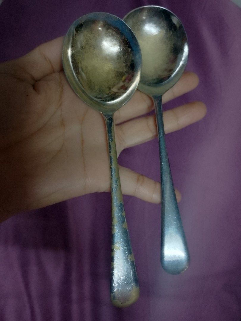 Vintage Silver Plated Serving Spoons - Sheffield England (Category: Dinnerware & Cutlery) located in Cardona. Submitted by nick_and_maria (Listing ID 1457864128, Image 2). Description: - Set of 2 vintage serving spoons - Silver plated - Made in Sheffield, England - Shows some tarnishing and wear on handles and bowls - Good weight and shine when polished - Ideal for serving food or as a decorative accent.