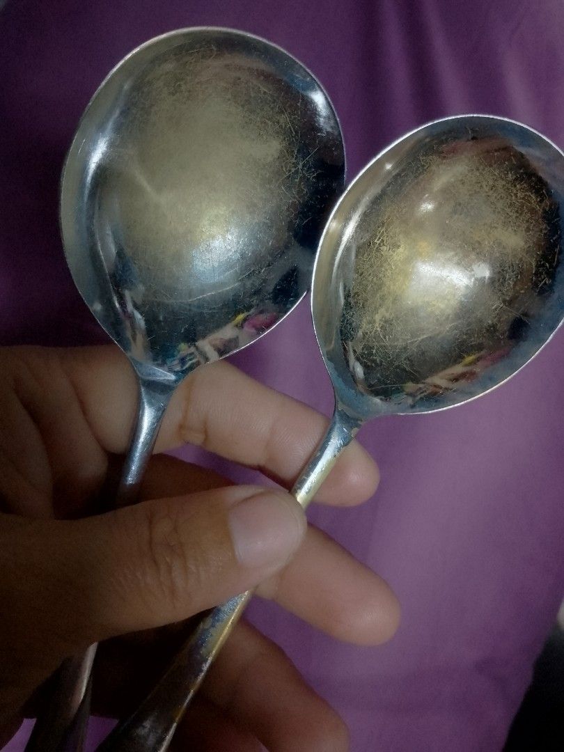 Vintage Silver Plated Serving Spoons - Sheffield England (Category: Dinnerware & Cutlery) located in Cardona. Submitted by nick_and_maria (Listing ID 1457864128, Image 3). Description: - Set of 2 vintage serving spoons - Silver plated - Made in Sheffield, England - Shows some tarnishing and wear on handles and bowls - Good weight and shine when polished - Ideal for serving food or as a decorative accent.