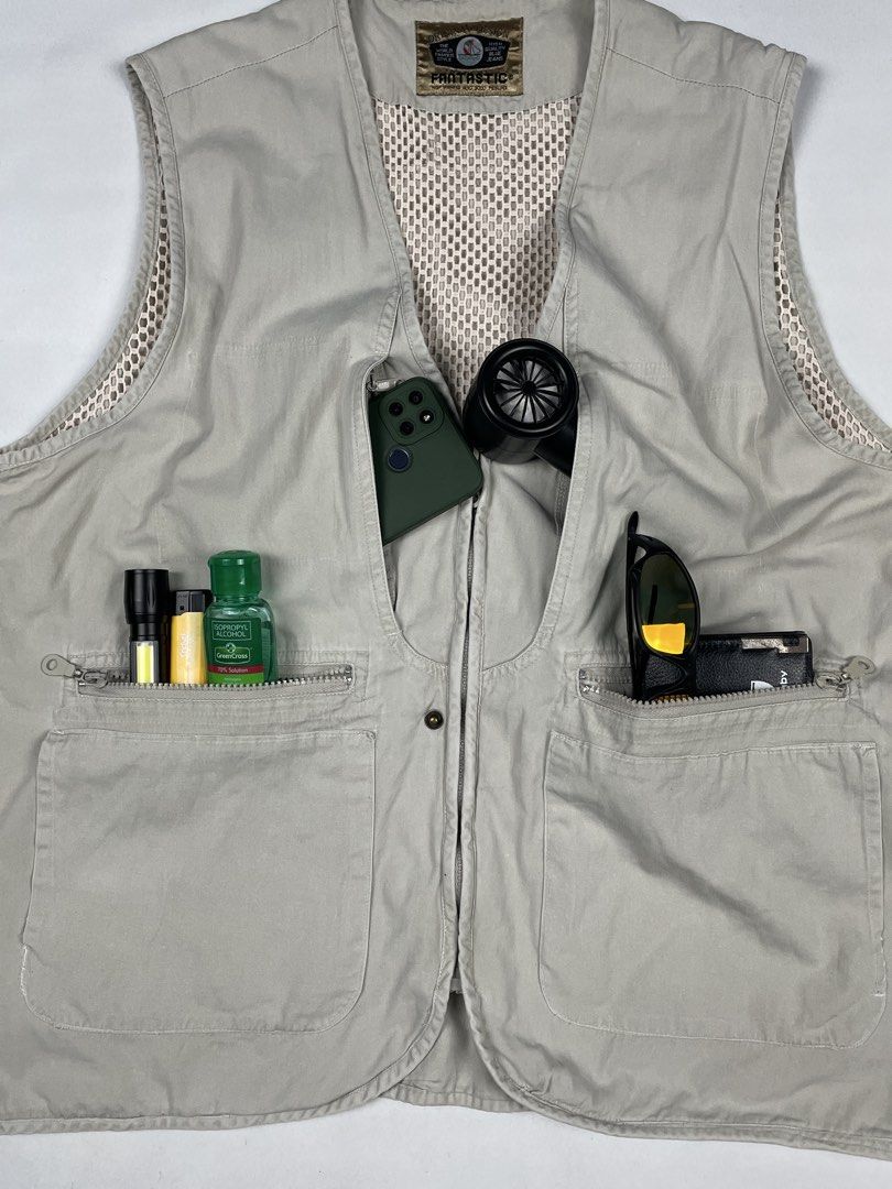 VTG Fantastic Multipocket Ves (Category: Vests) located in Puerto Princesa. Submitted by palawan.swagdealer (Listing ID 1457803490, Image 2). Description: Vintage Fantastic Multipocket Vest Width: 23" Length: 26" 9/10 color rate Good condition - Rust stains on back.