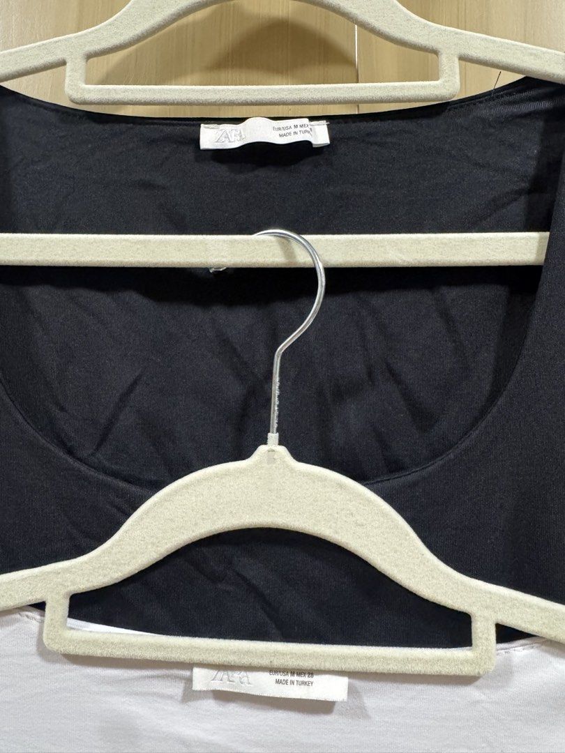Zara Basic Tank Tops (Black & White) (Category: Sleeveless) located in Manila. Submitted by declutterdoctor (Listing ID 1457892690, Image 2). Description: - Set of 2 Zara Basic Tank Tops - 500 each/ 950 for both - Colors: 1 Black, 1 White - Size: Medium - Versatile for everyday wear, layering, or wearing on their own - Made in Turkey.