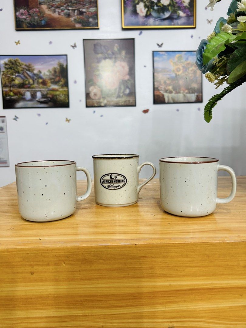 3 retro speckled ceramic mugs as a TAKE ALL (Category: Coffee & Tea Tableware) located in Bustos. Submitted by gthings.collectibles (Listing ID 1457978533, Image 1). Description: 3 retro speckled ceramic mugs as a TAKE ALL bundle! Perfect addition sa inyong collection or for everyday morning coffee vibes.🌟 Take all for ₱250 only !! HIGHLIGHTS:Seito Studio Line Japan: Isa sa mga mugs na ito ay may authentic retro backstamp from Seito Studio Line 
