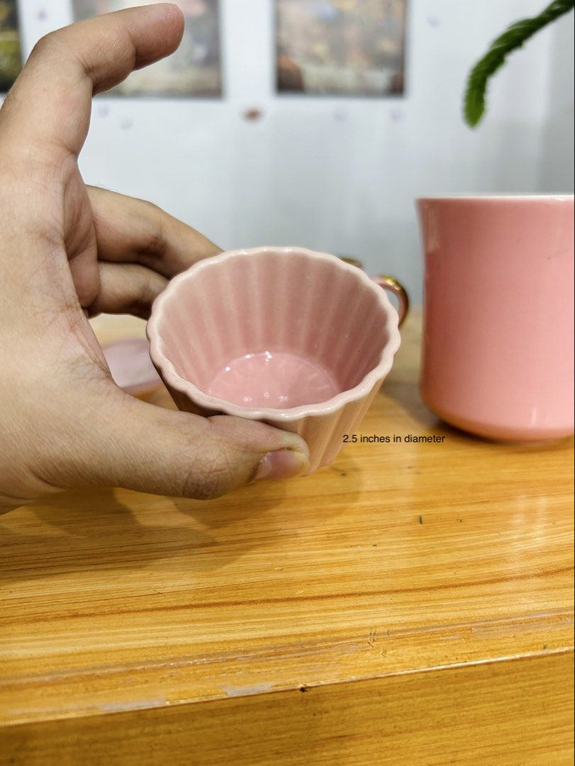 5 piece curated pink set! 🎀 (Category: Coffee & Tea Tableware) located in Bustos. Submitted by gthings.collectibles (Listing ID 1457982370, Image 3). Description: 5 piece curated pink set! 🎀 Complete with Mikasa and gilded Nakayama Japan pieces. Please manage expectations, with minor visible stains. Take all bundle! Comment “Mine” to claim. ✨ Yours at ₱400 only!! #PinkAesthetic #japansurplus #mugs #collectibles #gthings.