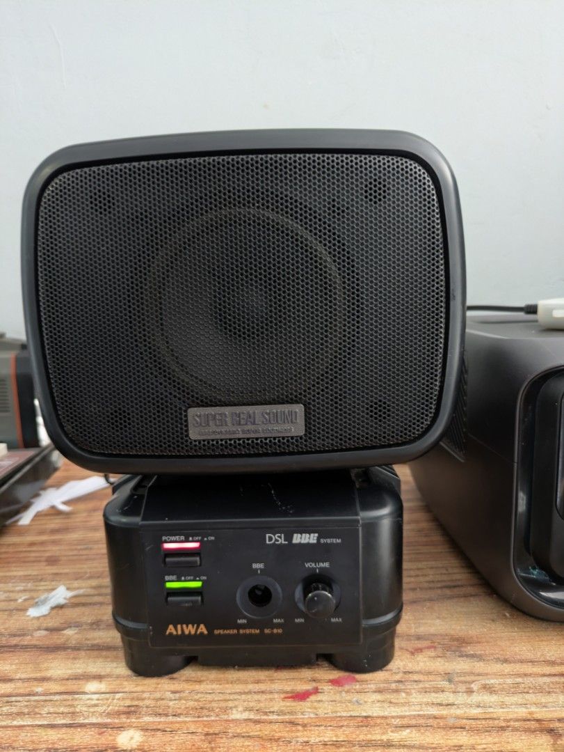 AIWA SC-B10 vintage powered Speaker System (Category: Soundbars, Speakers & Amplifiers) located in Angeles City. Submitted by renzyboypalaboy (Listing ID 1457906275, Image 1). Description: - AIWA SC-B10 Speaker System 110v missing lang yung knub para sa bbe adjustment pwede naman hugutin yung volume knob para maikot yun no biggie - Features DSL BBE - Made in Japan - Shows minor scuffs and scratches from normal use - Tested and confirmed working n