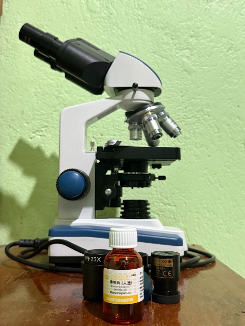 AmScope B120C-E3 Binocular Compound Microscope + 3MP USB Camera (Category: Medical Supplies & Tools) located in Caloocan City. Submitted by leifcelorico (Listing ID 1458064566, Image 1). Description: Selling my AmScope B120C-E3 microscope, bought in Q1 of 2024. Great for MedTech/Biology students, vets, or serious hobbyists. The unit is in good working condition, and the objectives are completely clear with no mold or fungus. Key Features & Inclus