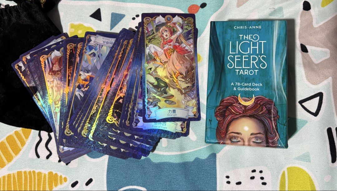 Anime holo Tarot deck and The Light Seer’s Tarot deck (Category: Card Packs) located in Manila. Submitted by yuyuisforyu (Listing ID 1458032064, Image 1). Description: Both are pre loved Anime holo deck with pouch - 650 The Light Seer’s - 600 Get both for 1,200.