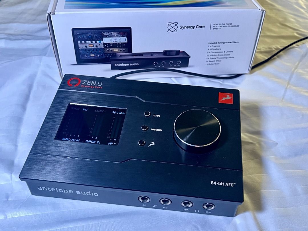 Antelope Audio Zen Q Synergy Core Audio Interface (Category: Other Audio Equipment) located in Manila. Submitted by snkhp (Listing ID 1458010123, Image 2). Description: Antelope Audio Zen Q Synergy Core Thunderbolt 3 desktop audio interface in mint condition. Barely used at home, no scratches, no signs of wear. Fully tested, every input/output confirmed working (see photos of the live display). What's included: ✅ Zen Q Synergy Core interface ✅ Or